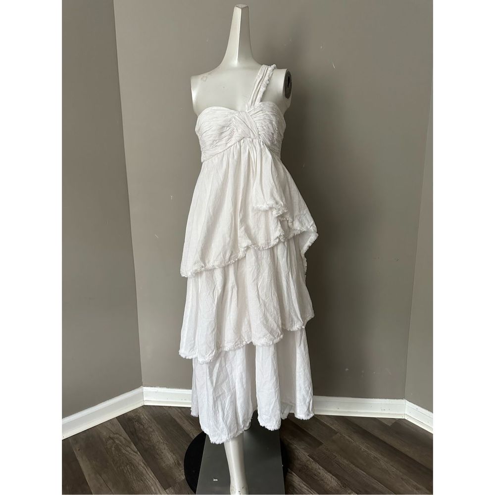 CINQ A SEPT Sori Tiered Cotton One-Shoulder Dress US 0 $465 - Picture 5 of 11